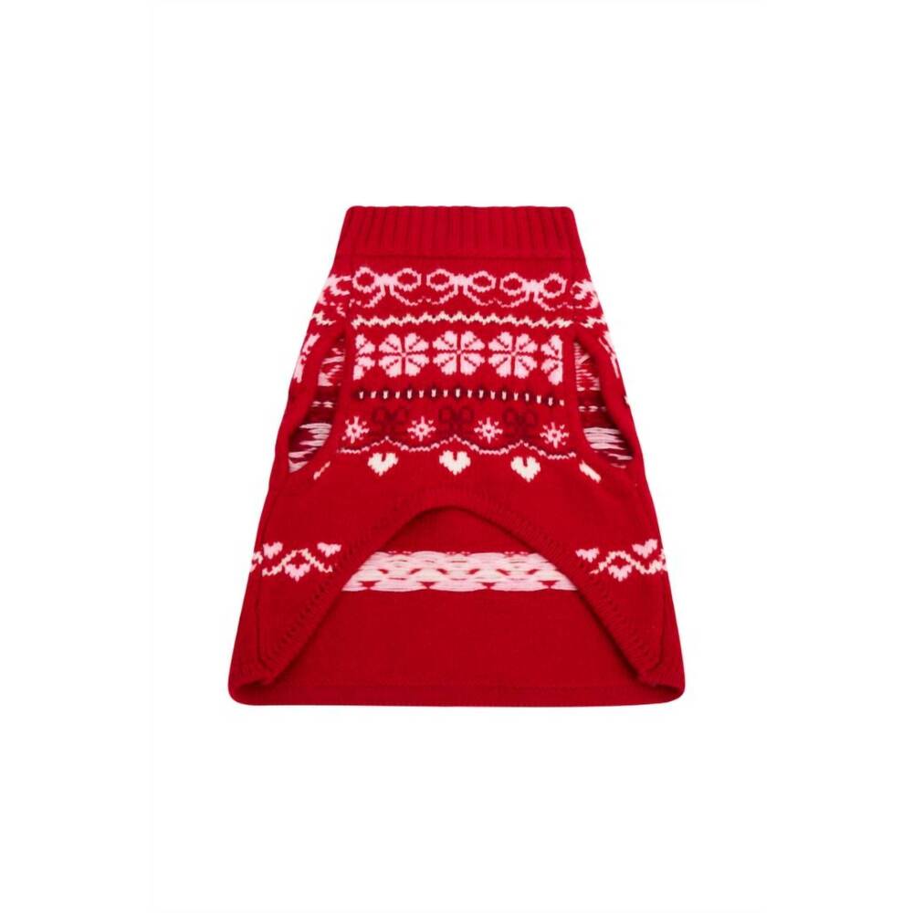 NEW LOVESHACKFANCY dog arindia wool sweater in red velvet truffle